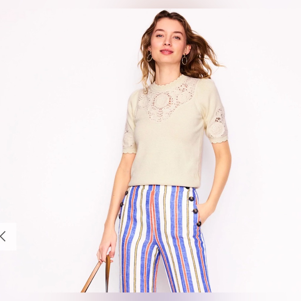 NWT Embroidered Yoke Knitted Tee